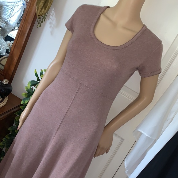 Vtg 80's 90's Jeffrey Rogers cap slv fit flare scoop neck maxi t-shirt dress M - Picture 9 of 16